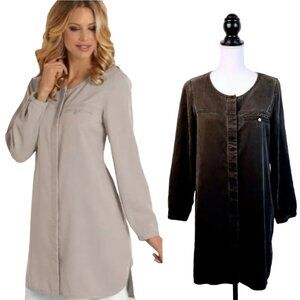 SOFT SURROUNDINGS Dress, Dark Gray 100% Tencel Lyocell Long Sleeve Career, S
